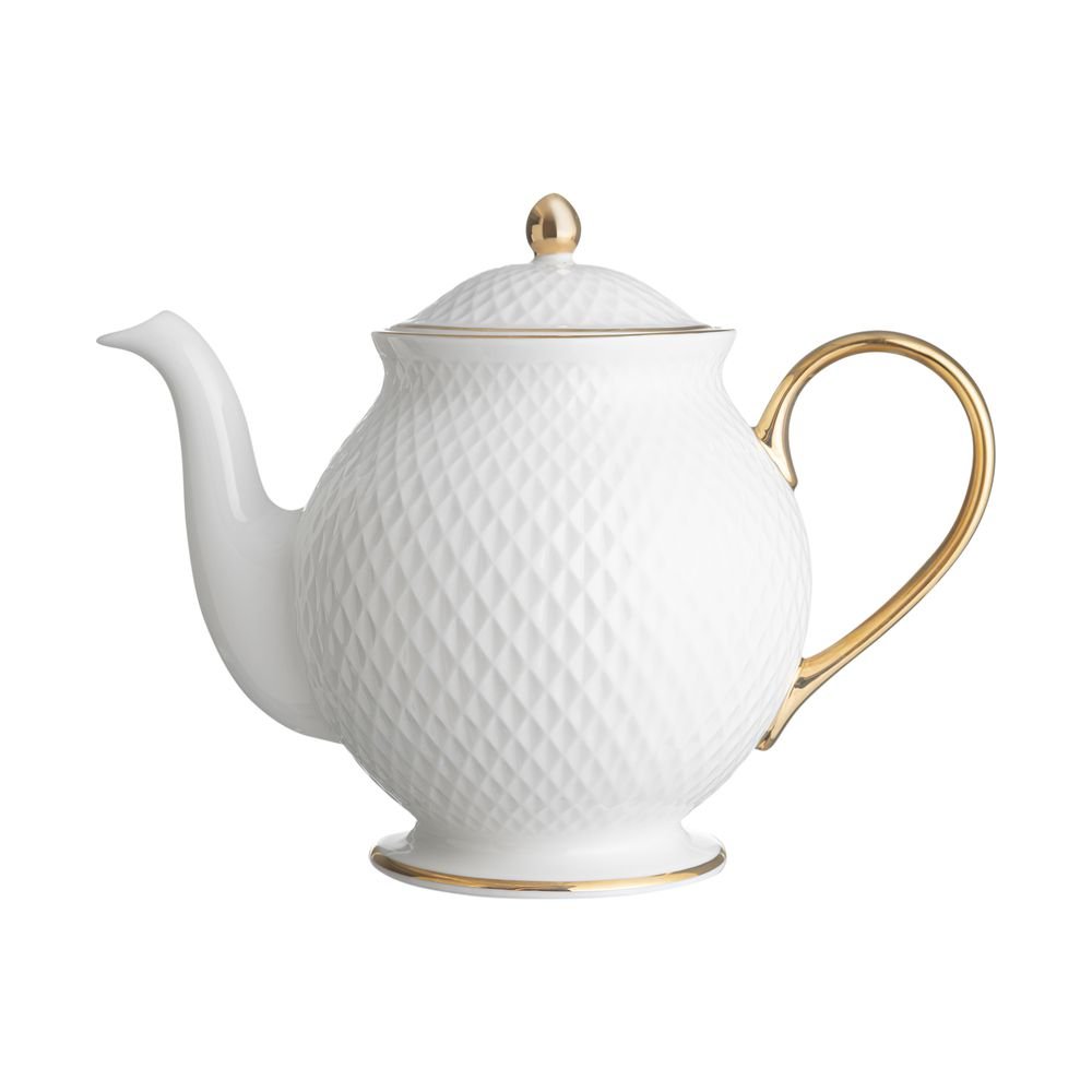 Bule de Chá Home Style Eclat Gold 14 cm - BRANCO