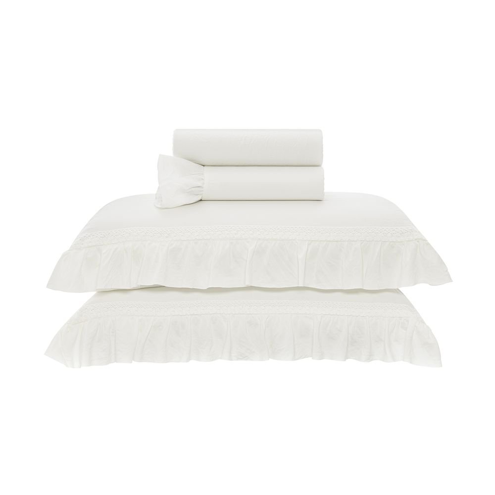 Jogo de lençol home style Lola 4 peças queen Branco - Camicado